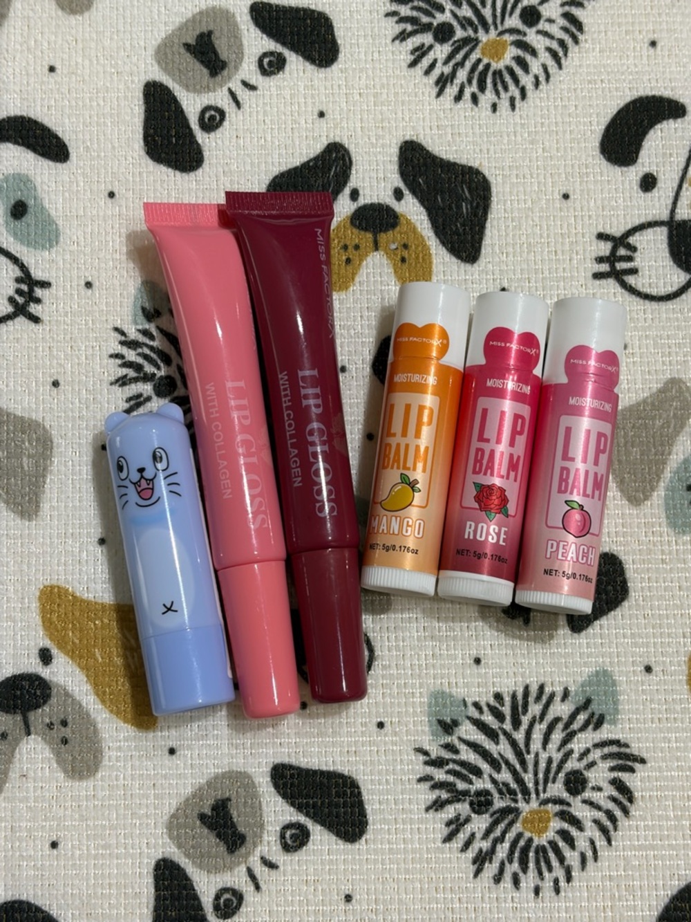 123 set of lip balms and glosses